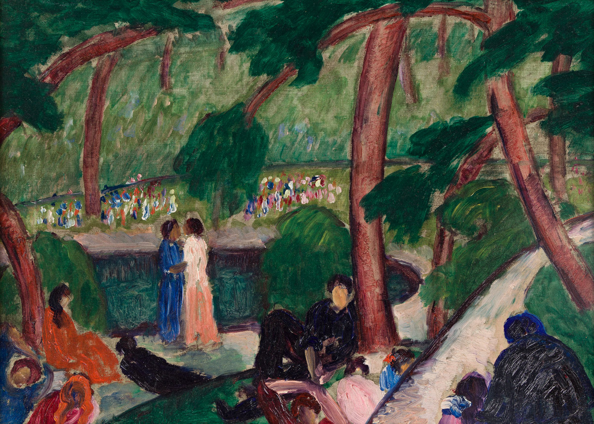 ABRAHAM WALKOWITZ (1878-1965) Park Scene.